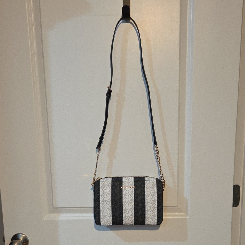 Michael Kors Black and White Crossbody Bag